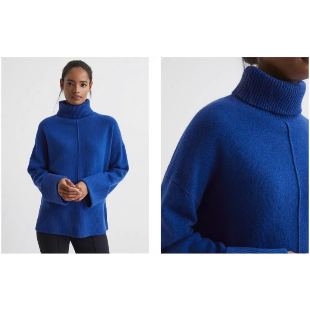 REISS Sarah Wool-Cashmere Roll Neck Jumper sweater Size XS color Blue NWT $199